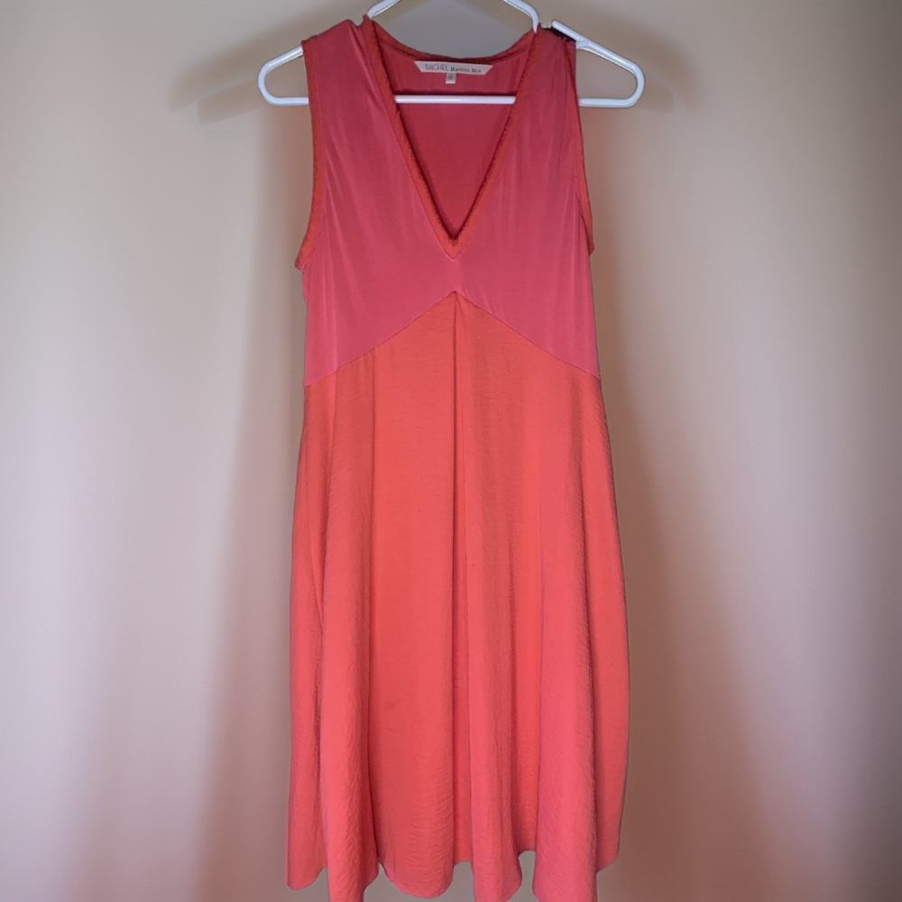 Rachel Roy Funky Red Sleeveless V Cut Dress Size Large